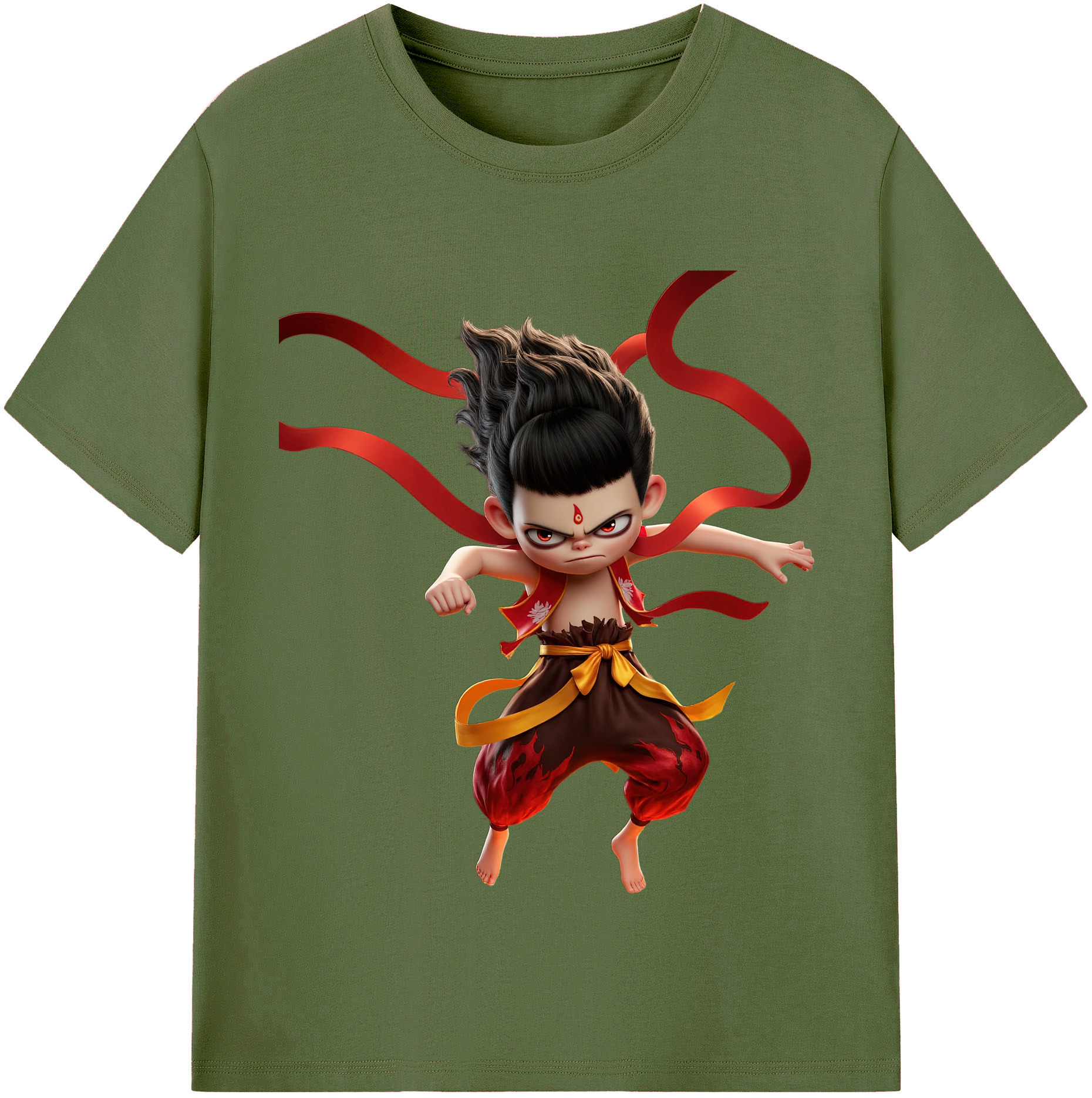 （画像用） Ne Zha 2 ナタ 魔童の大暴れ 綿100％半袖Tシャツ（フロントプリント）